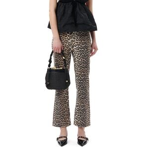 GANNI - LEOPARD PRINT BETZY CROPPED JEANS
